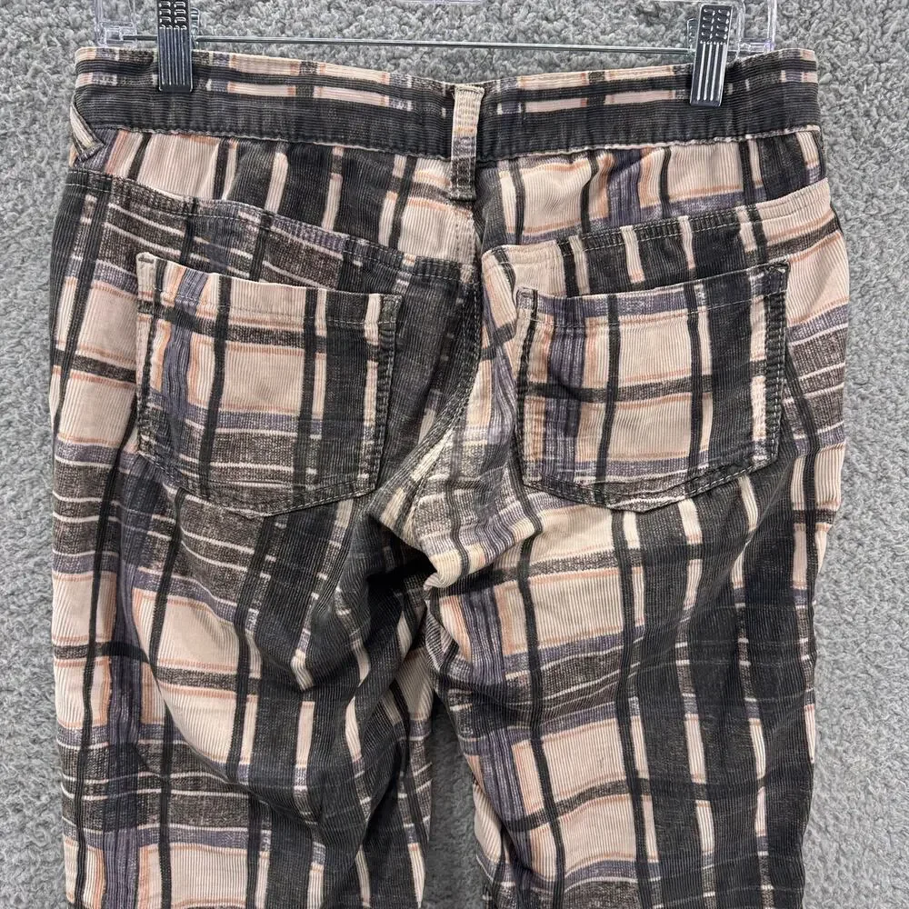 Free‎ People Jeans Women 26 Gray Corduroy Straight Plaid Mini Cords Cotton Retro